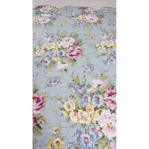 Floral Quilted Pillow Shams Set 2 Blue Pink Cottage Standard Home Classics
